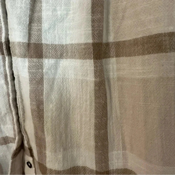 Free People Peppy in Plaid Women’s Long Sleeve Cream Peplum Style Top Size S GUC - Picture 5 of 7